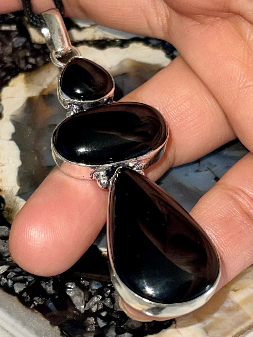 Jumbo Black Onyx Pendant 3 1/4”